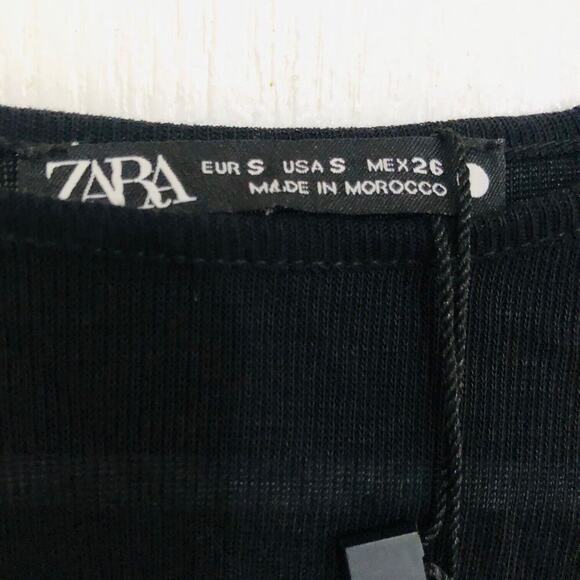 ZARA Women's Top Knit Cut Out Half‎ Sleeve Round Neck Black Size Small NWT - Picture 11 of 11